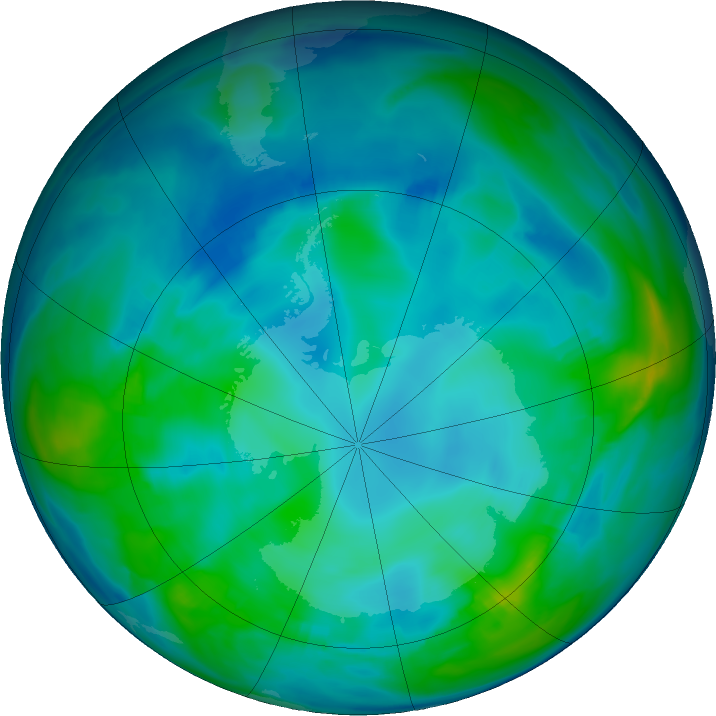 Antarctic ozone map for 21 May 2021